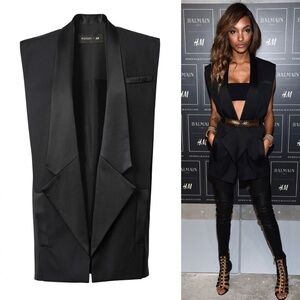 BALMAIN x H&M Wool Tuxedo Blazer Vest Waistcoat – Black,  Size 38